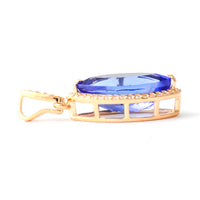 2.87 Ct Marquise Mixed Cut Natural Tanzanite 14K Gold Pendant