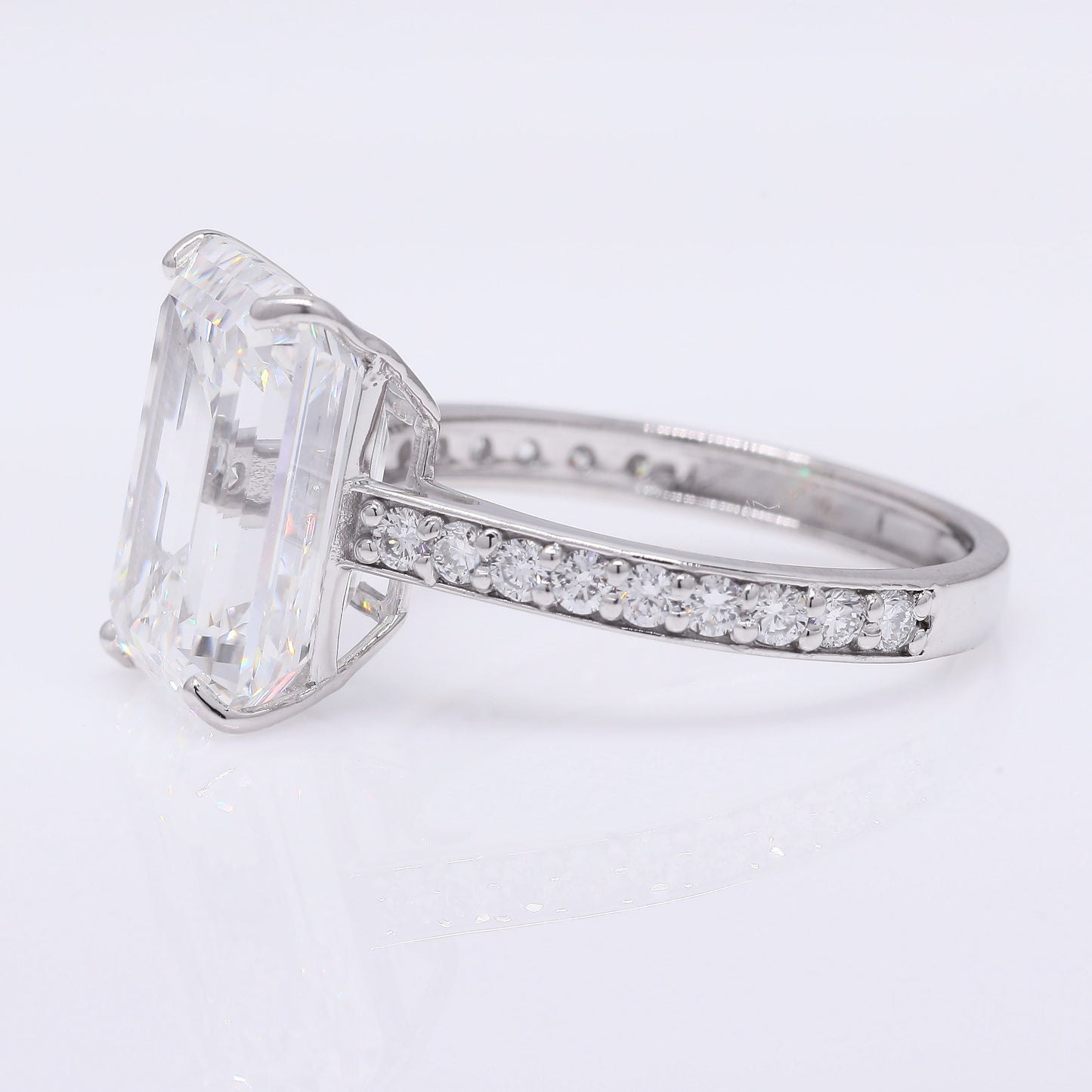 7.93 Ct Emerald Cut Lab Grown Diamond 950 Platinum Ring