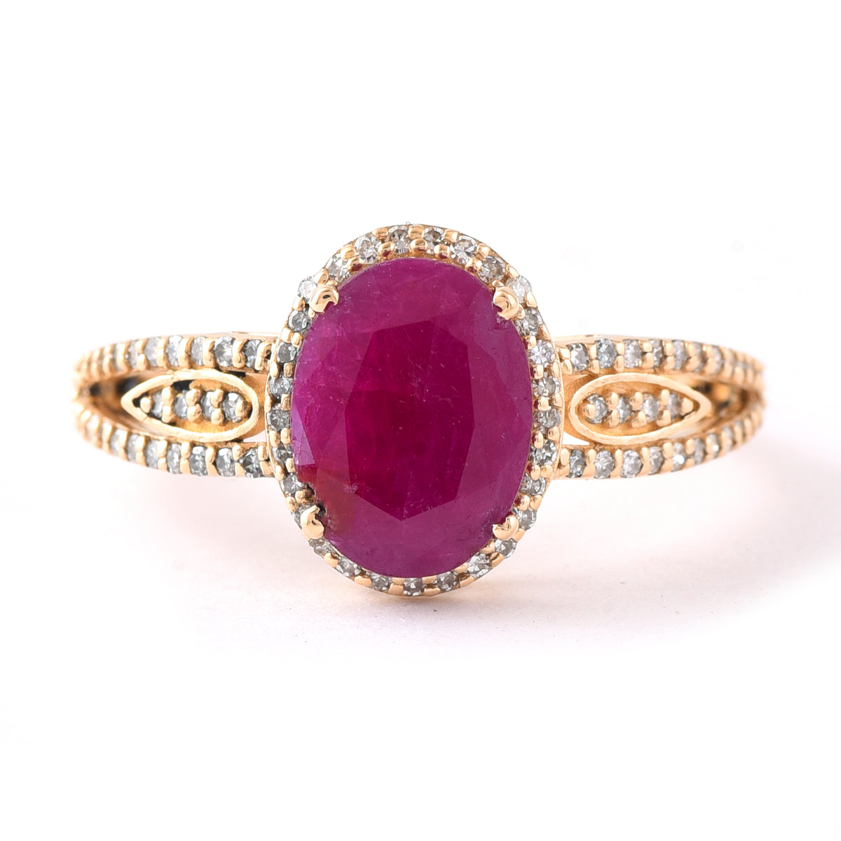2.06 Ct Oval Mixed Cut Natural Ruby 14K Gold Ring