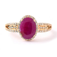 2.06 Ct Oval Mixed Cut Natural Ruby 14K Gold Ring