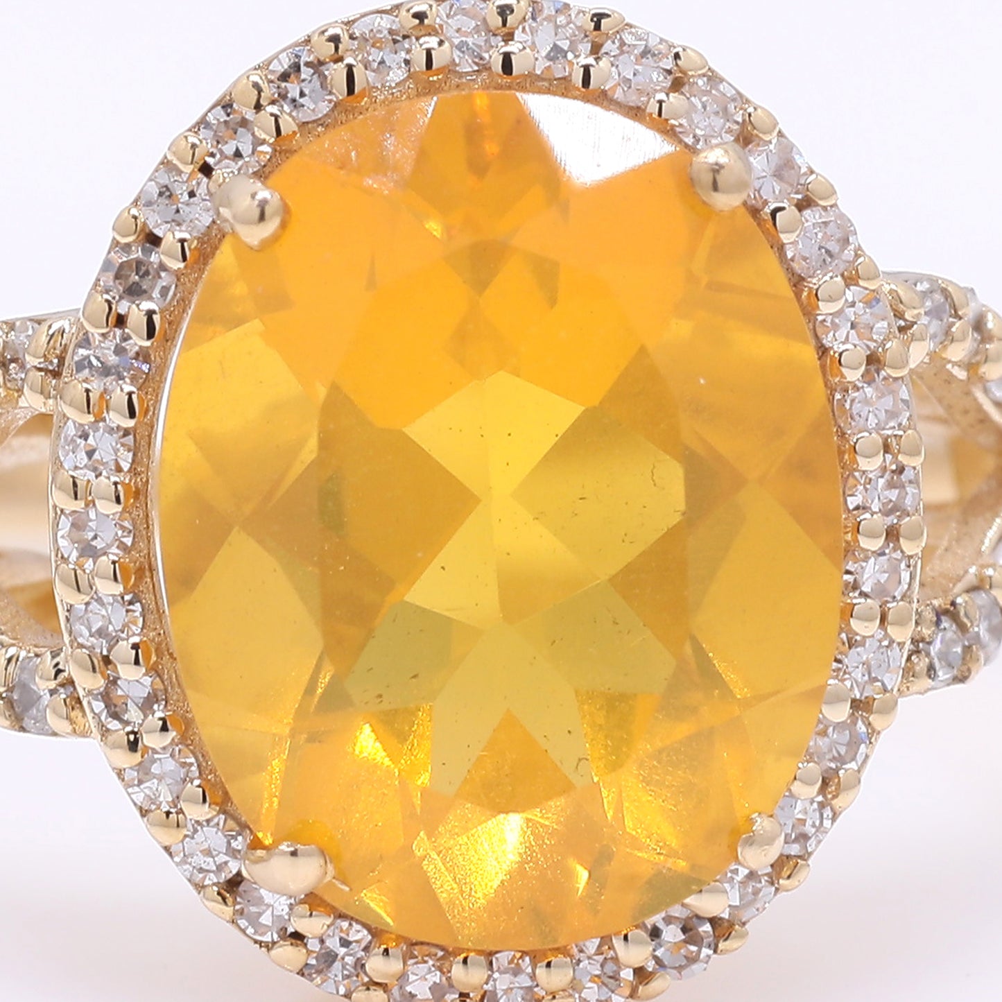 1.91 Ct Oval Mixed Cut Natural Fire Opal 14K Gold Ring