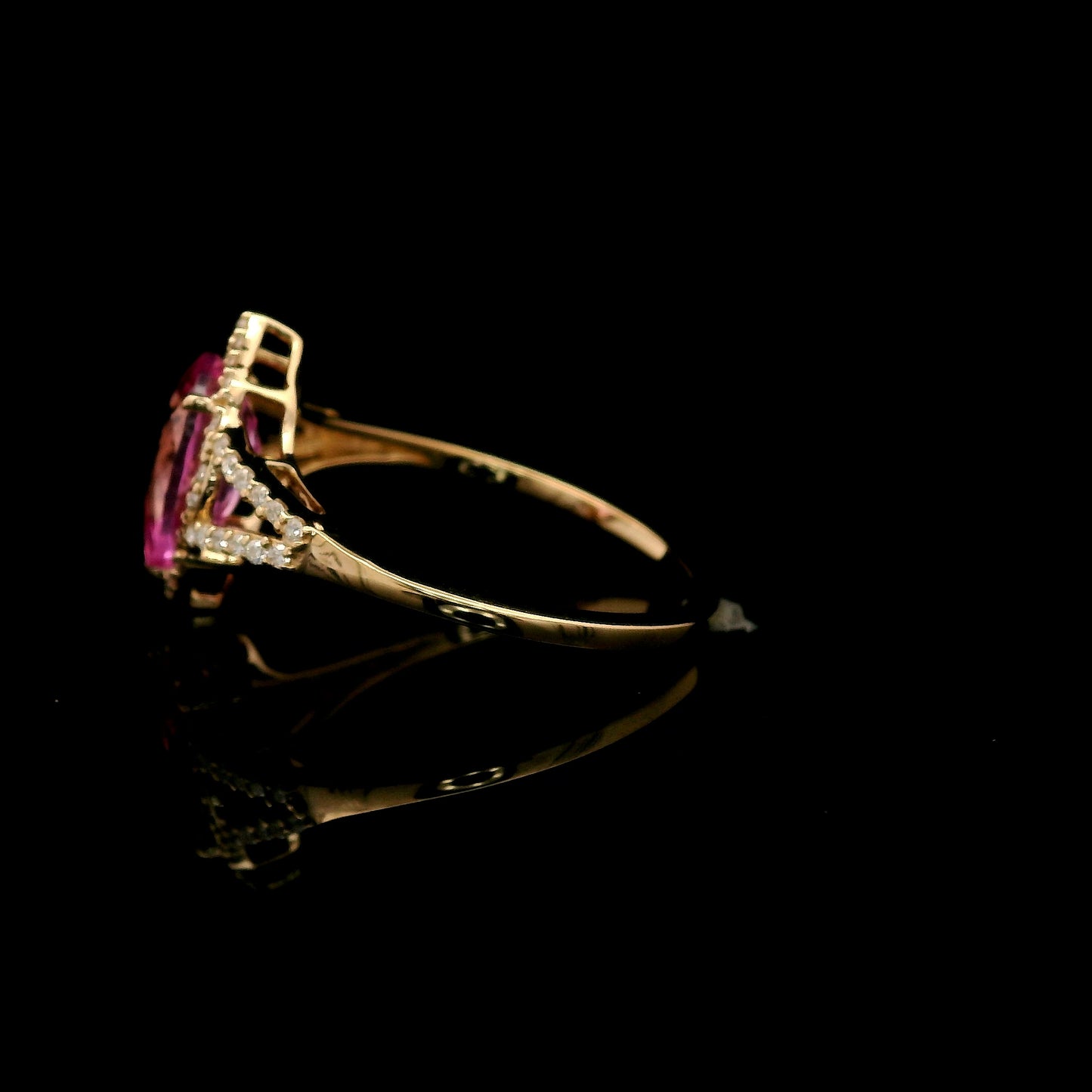 1.93 Ct Pear Mixed Cut Lab Grown Pink Sapphire 14K Gold Ring