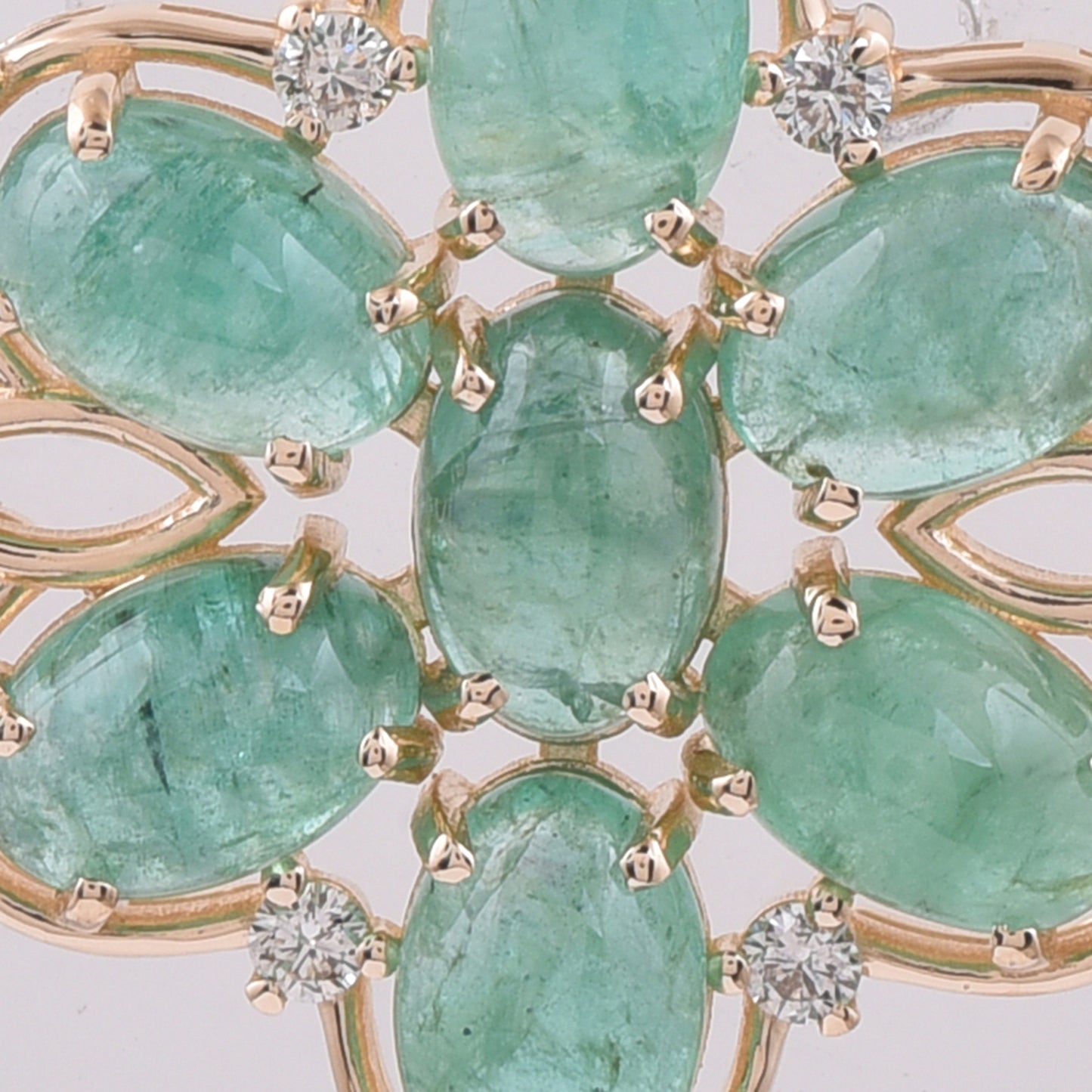 3.69 Ct Oval Cabochon Cut Natural Emerald 14K Gold Pendant