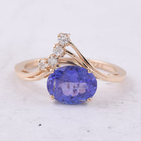 2.67 Ct Oval Natural Tanzanite 14K Gold Ring