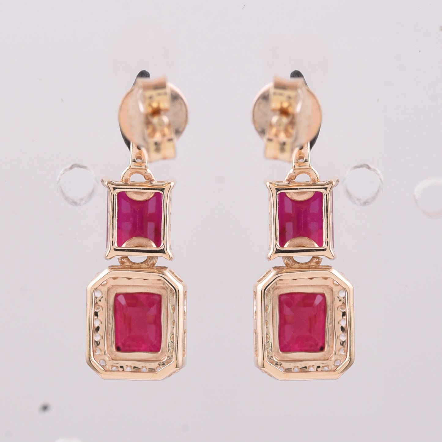 2.73 Ct Octagon Ruby 9K Gold Earrings