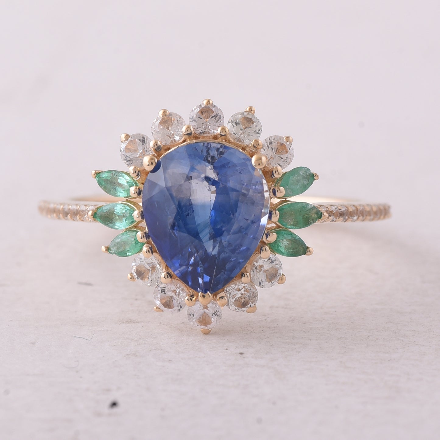 2.76 Ct Pear Sapphire 9K Gold Ring