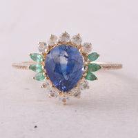 2.76 Ct Pear Sapphire 9K Gold Ring