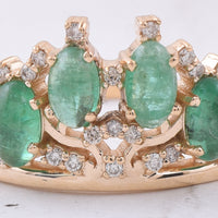 1.46 Ct Oval Cabochon Cut Natural Emerald 14K Gold Ring