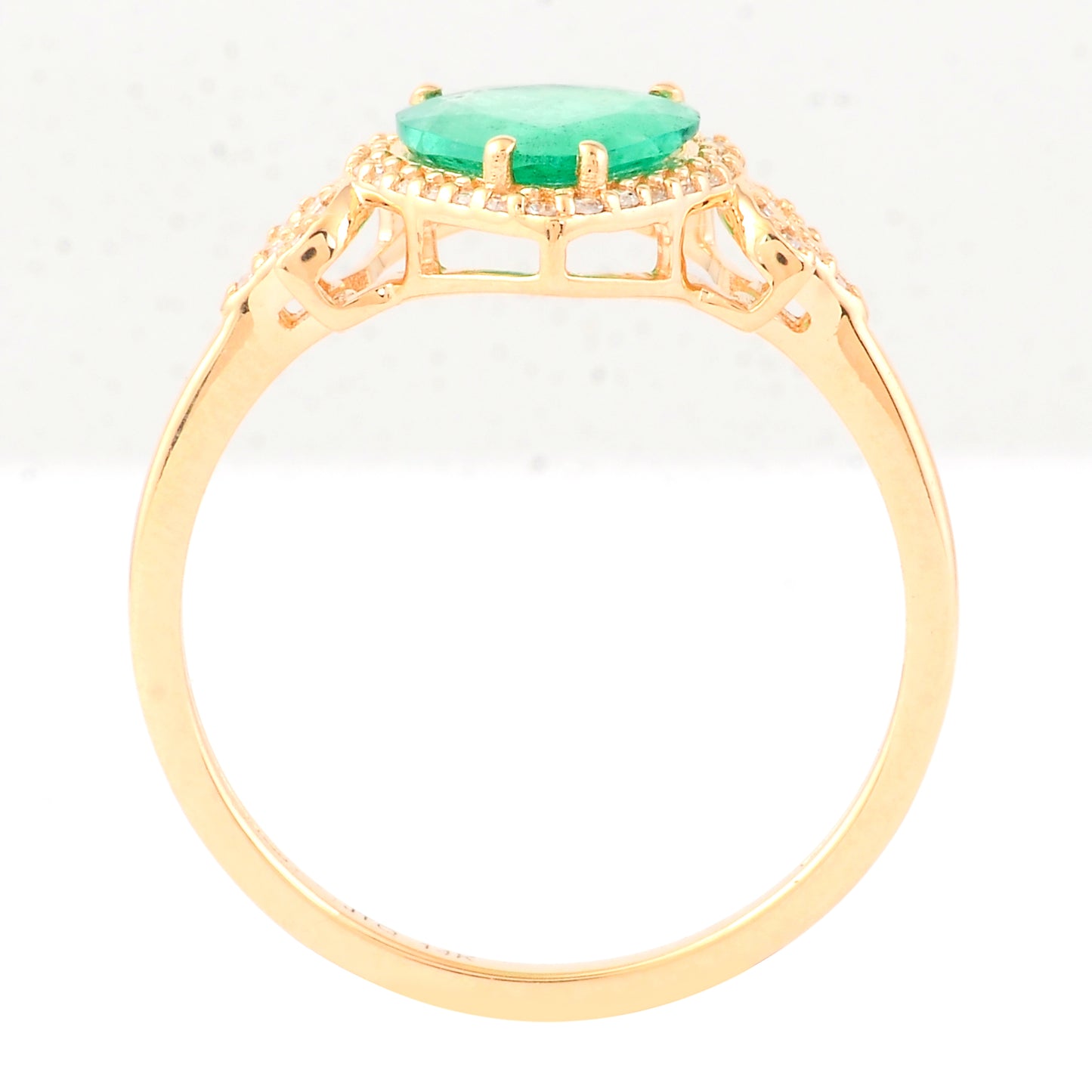 0.93 Ct Pear Mixed Cut Natural Emerald 14K Gold Ring
