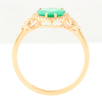 0.93 Ct Pear Mixed Cut Natural Emerald 14K Gold Ring