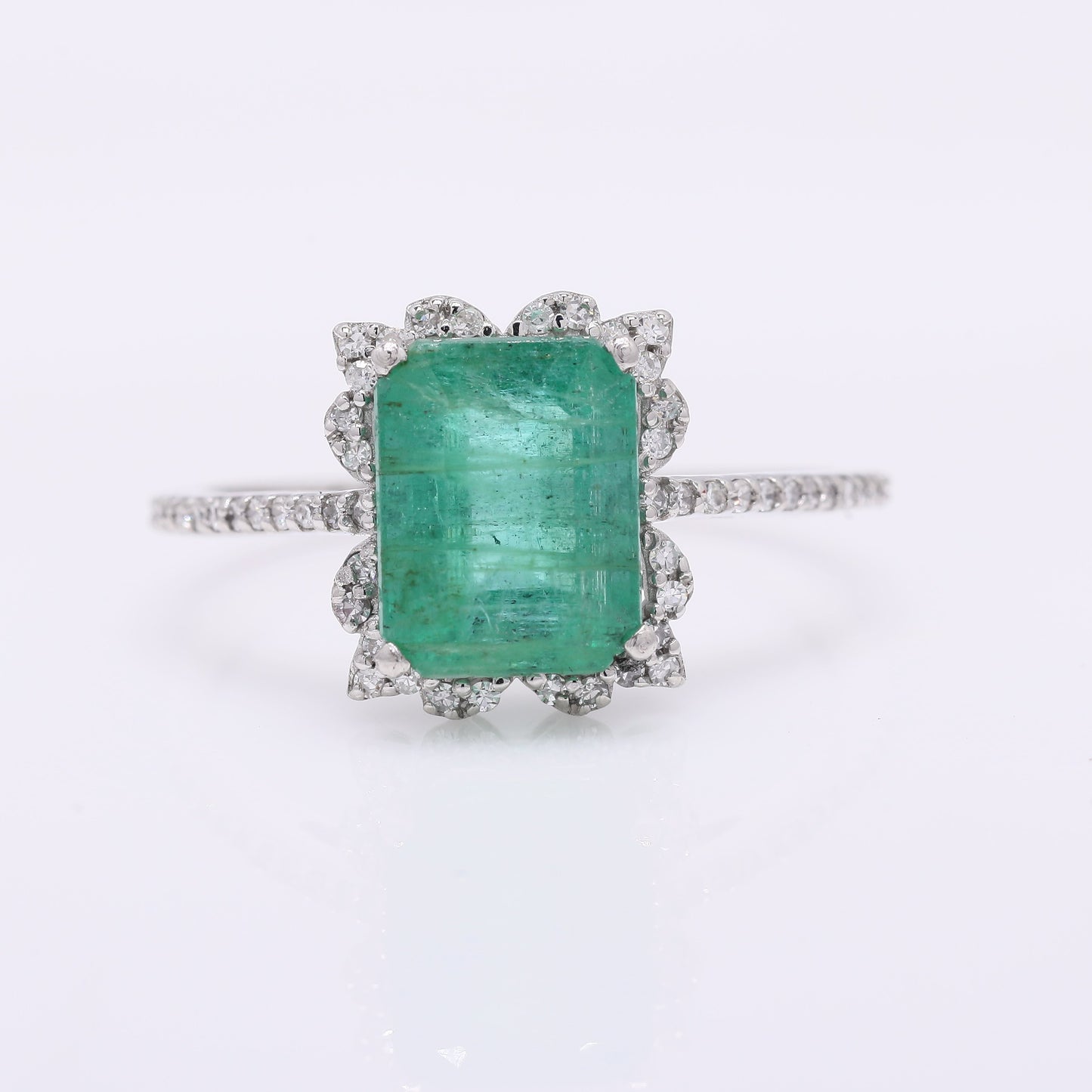 2.48 Ct Octagon Step Cut Natural Emerald 950 Platinum Ring