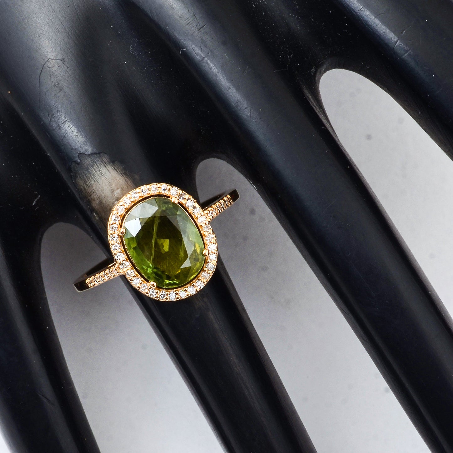 2.40 Ct Oval Mixed Cut Natural Green Sapphire 14K Gold Ring