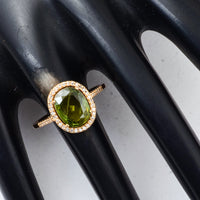 2.40 Ct Oval Mixed Cut Natural Green Sapphire 14K Gold Ring
