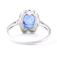 2.90 Ct Oval Mixed Cut Natural Sapphire 950 Platinum Ring