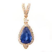1.63 Ct Pear Mixed Cut Natural Sapphire 14K Gold Pendant