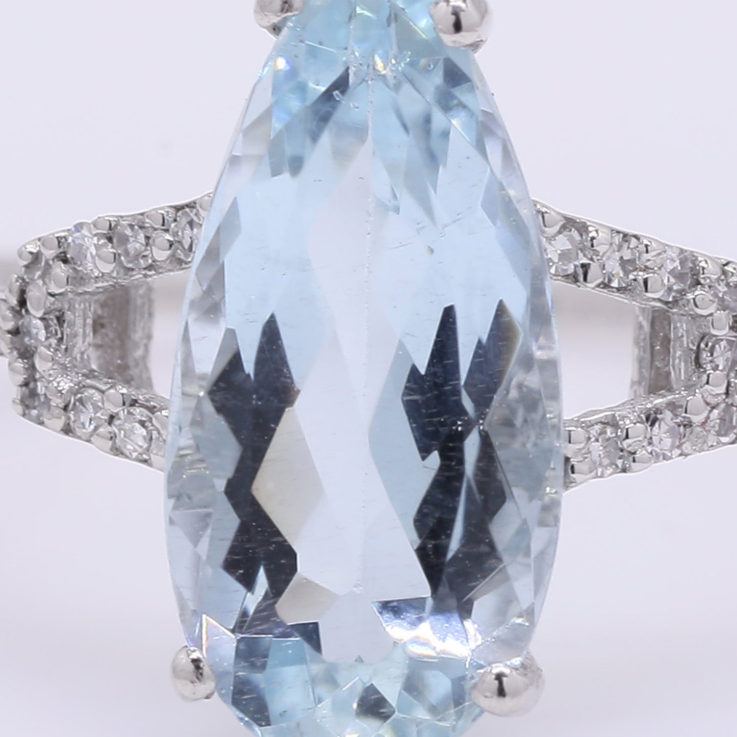 2.32 Ct Pear Mixed Cut Natural Aquamarine 950 Platinum Ring