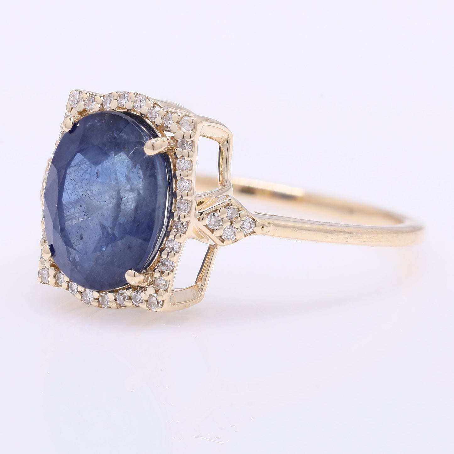 3.27 Ct Oval Mixed Cut Natural Sapphire 14K Gold Ring