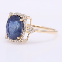 3.27 Ct Oval Mixed Cut Natural Sapphire 14K Gold Ring