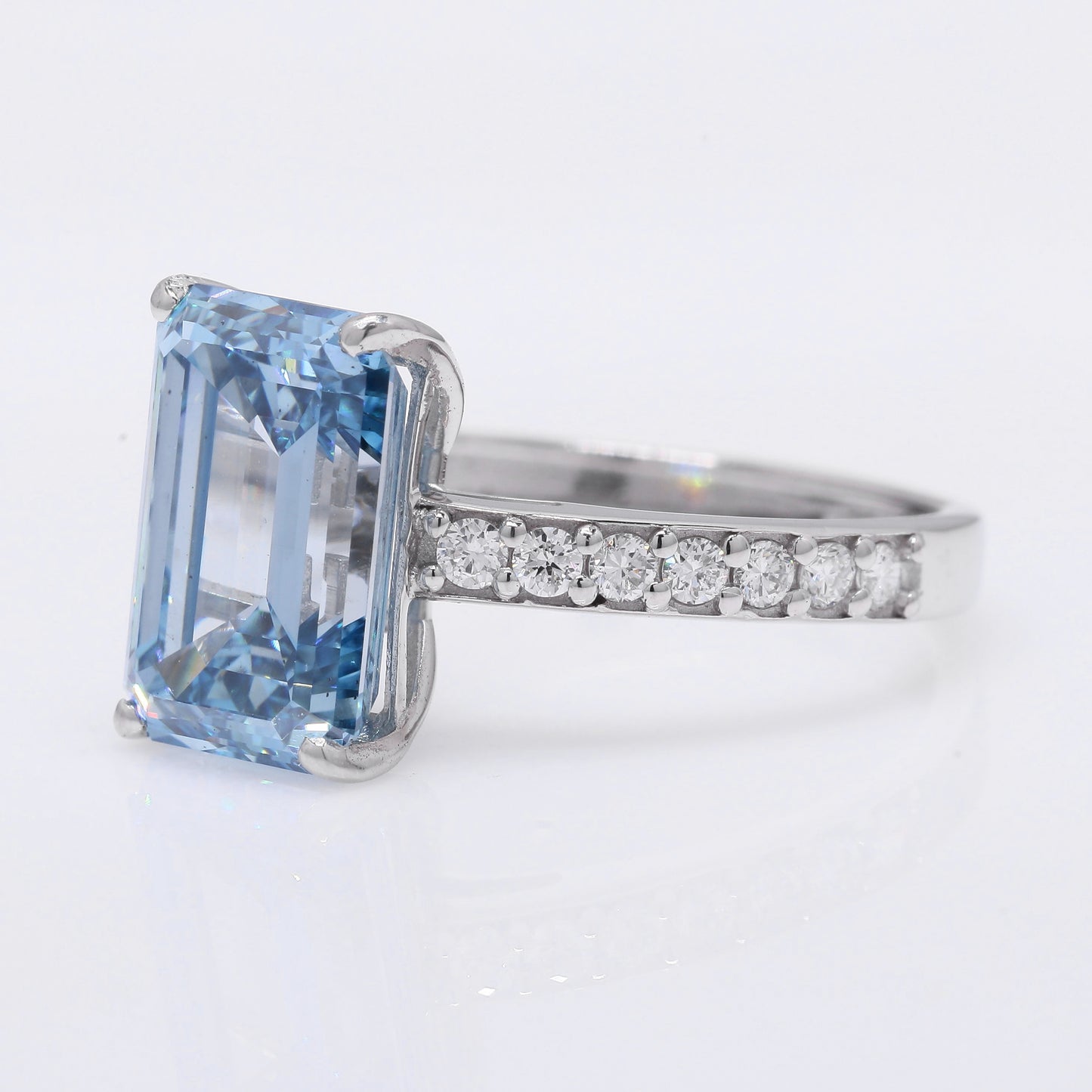 5.14 Ct Emerald Cut Lab Grown Diamond 950 Platinum Ring
