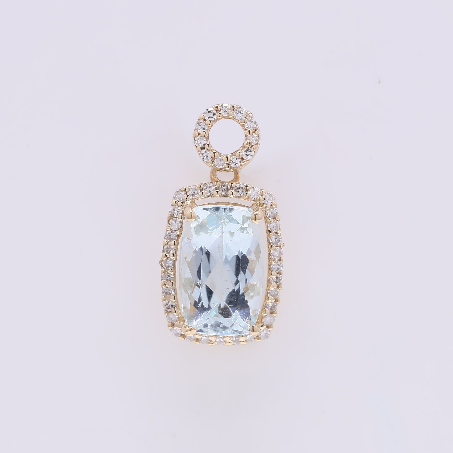 2.02 Ct Cushion Mixed Cut Natural Aquamarine 14K Gold Pendant