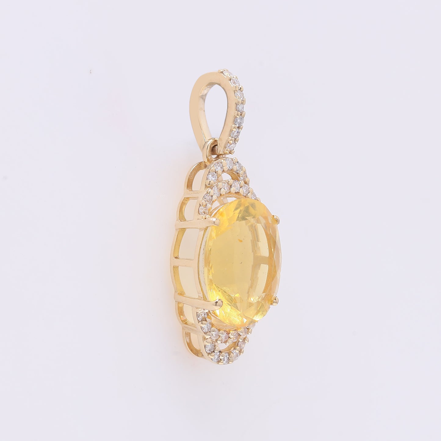 1.77 Ct Oval Mixed Cut Natural Fire Opal 14K Gold Pendant