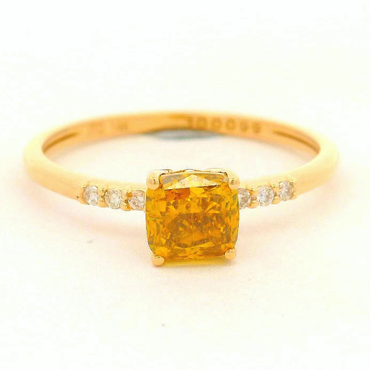 0.92 Ct Cushion Yellow Diamond 14K Gold Ring