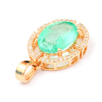 2.31 Ct Oval Mixed Cut Natural Emerald 14K Gold Pendant