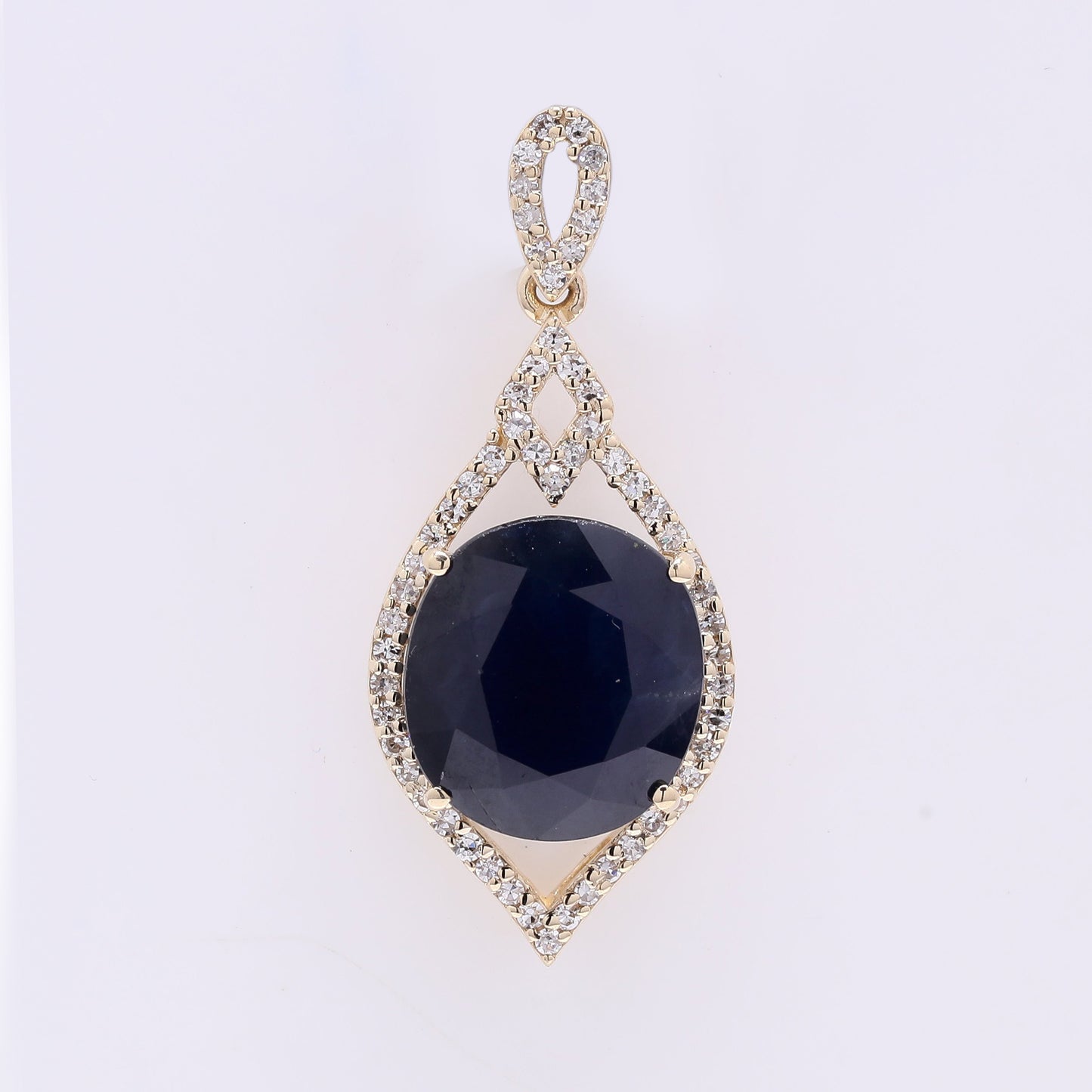 5.45 Ct Oval Mixed Cut Natural Sapphire 14K Gold Pendant