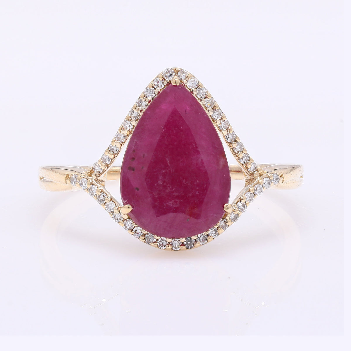 2.80 Ct Pear Mixed Cut Natural Ruby 14K Gold Ring