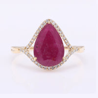2.80 Ct Pear Mixed Cut Natural Ruby 14K Gold Ring