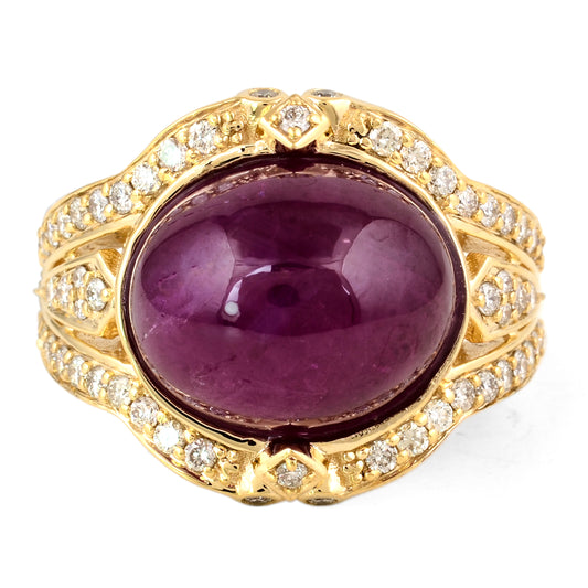 12.36 Ct Oval Ruby 14K Gold Ring