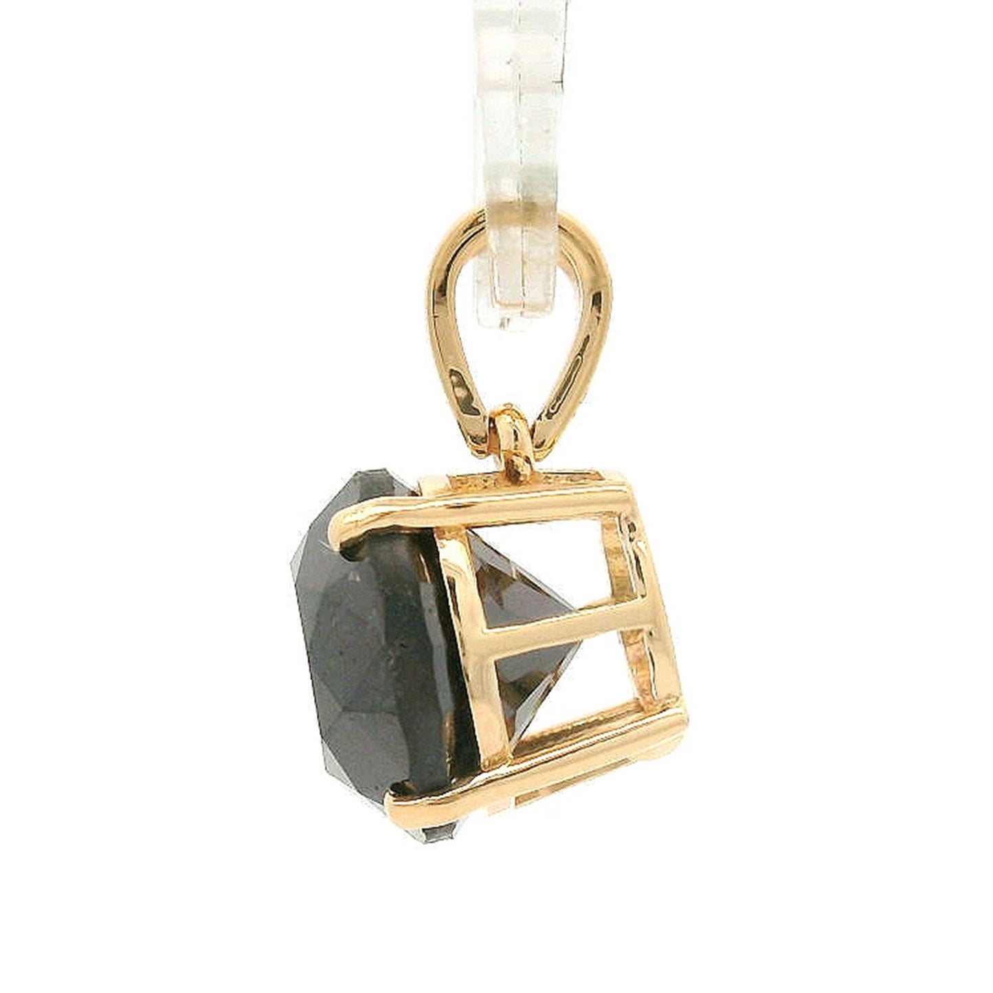 3.69 Ct Round Black Diamond 14K Gold Pendant