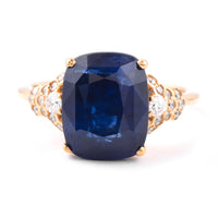 7.14 Ct Cushion Blue Sapphire 18K Gold Ring