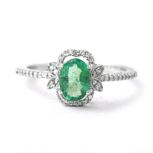 1.04 Ct Oval Emerald 950 Platinum Ring