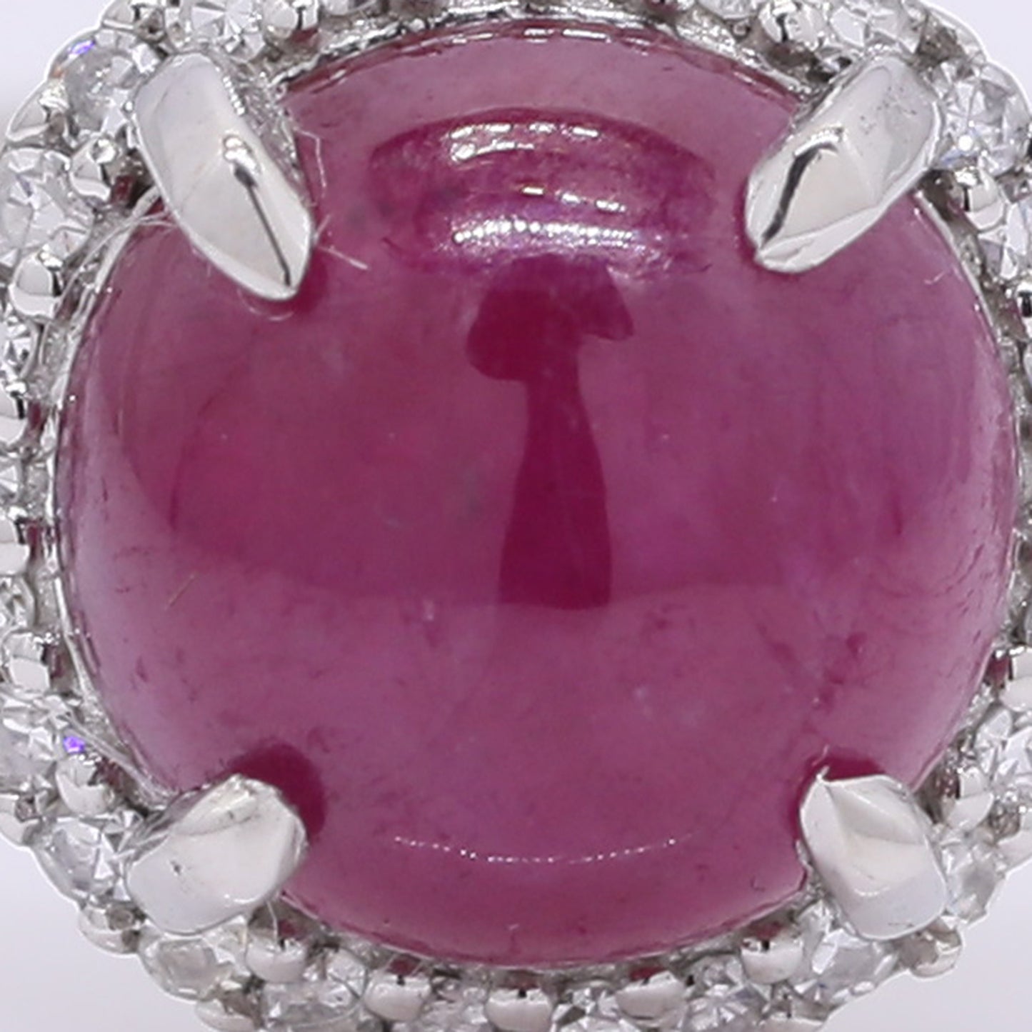 2.19 Ct Round Cabochon Cut Natural Ruby 950 Platinum Ring