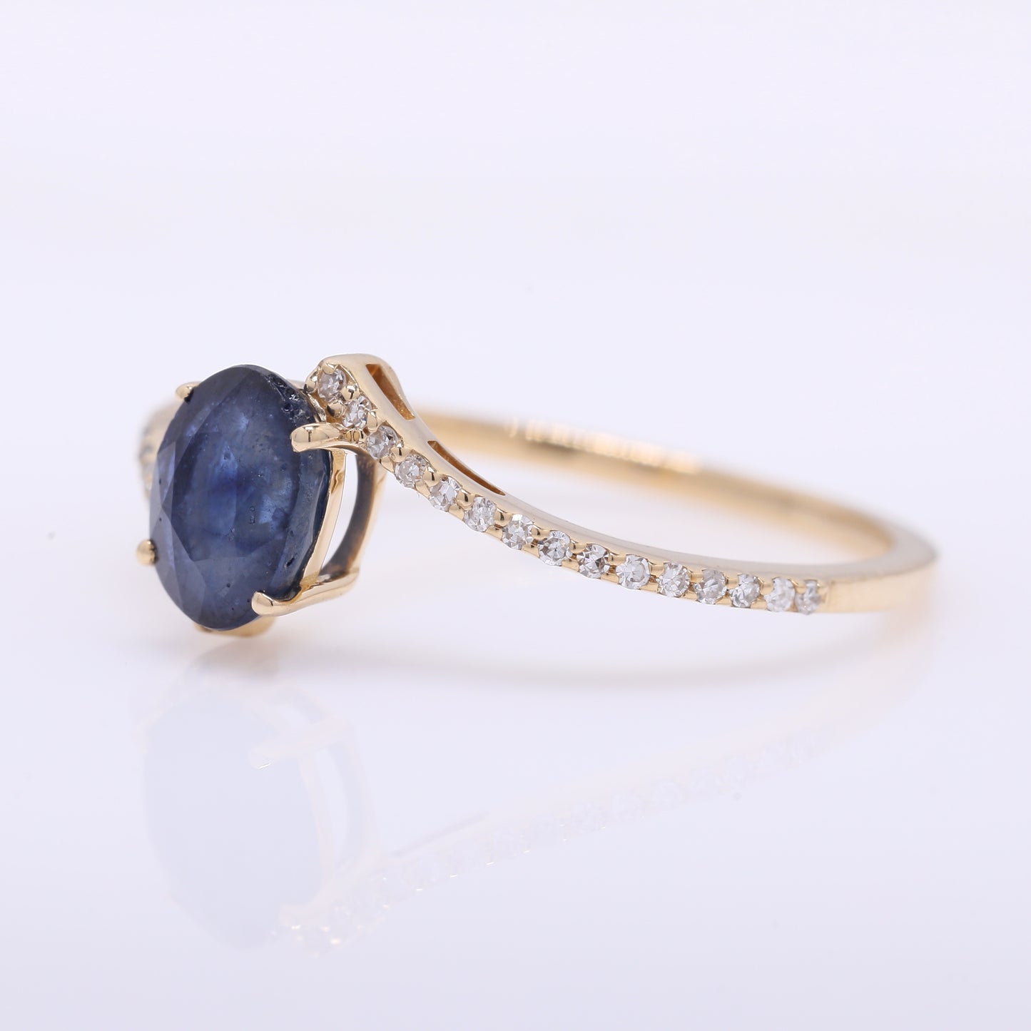 1.24 Ct Oval Mixed Cut Natural Sapphire 14K Gold Ring