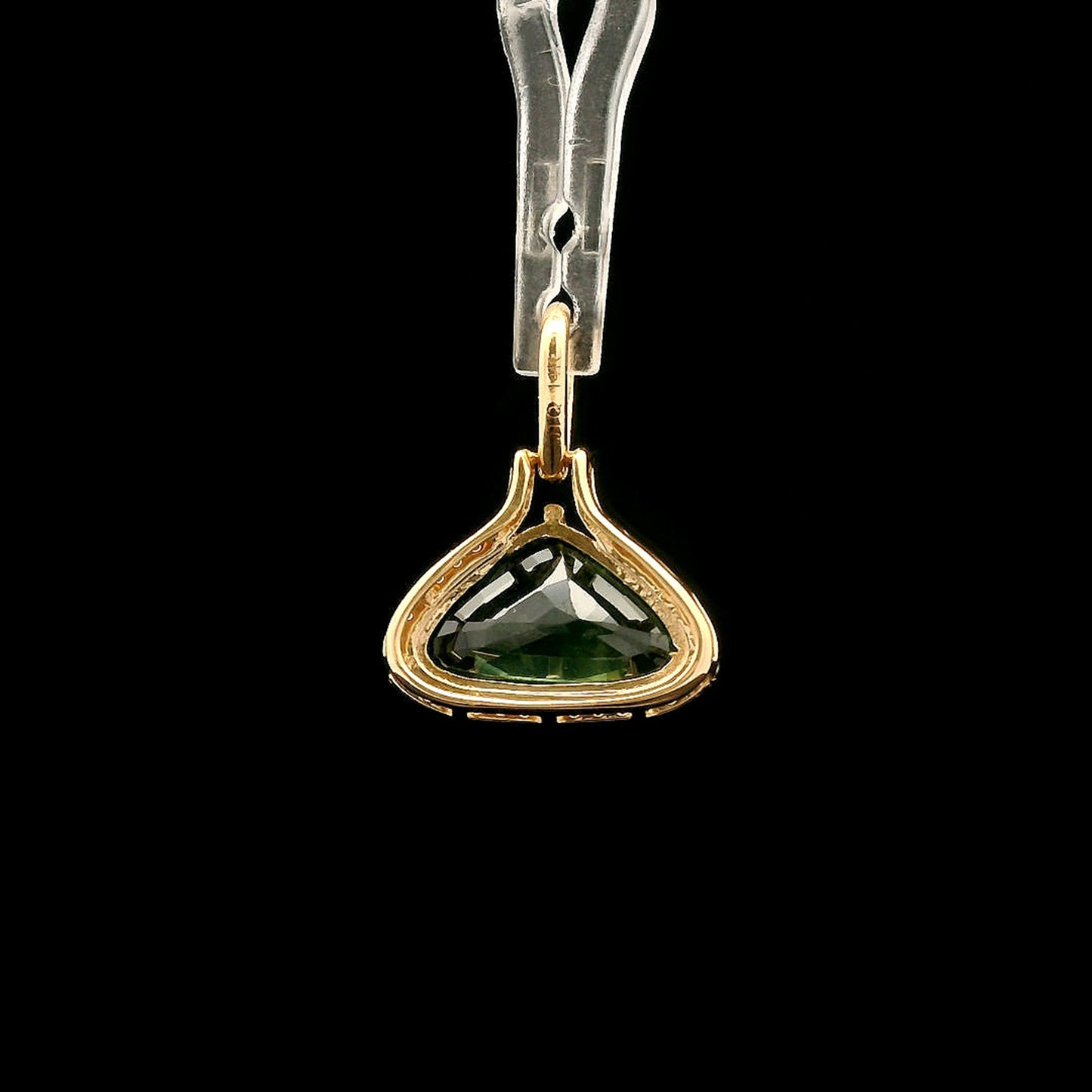 2.25 Ct Pear Mixed Cut Natural Green Sapphire 14K Gold Pendant