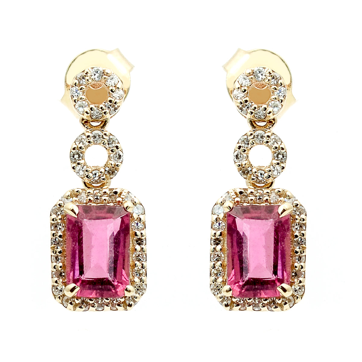 1.36 Ct Octagon Natural Tourmaline 14K Gold Earrings