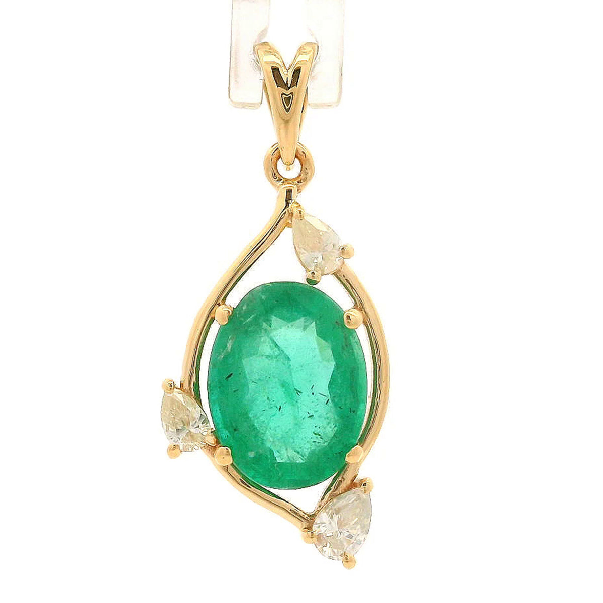 1.71 Ct Oval Emerald 14K Gold Pendant
