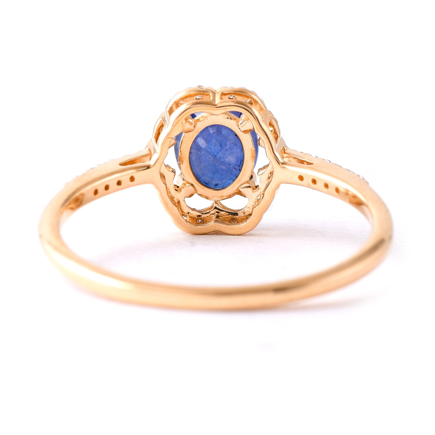1.12 Ct Oval Mixed Cut Natural Sapphire 14K Gold Ring