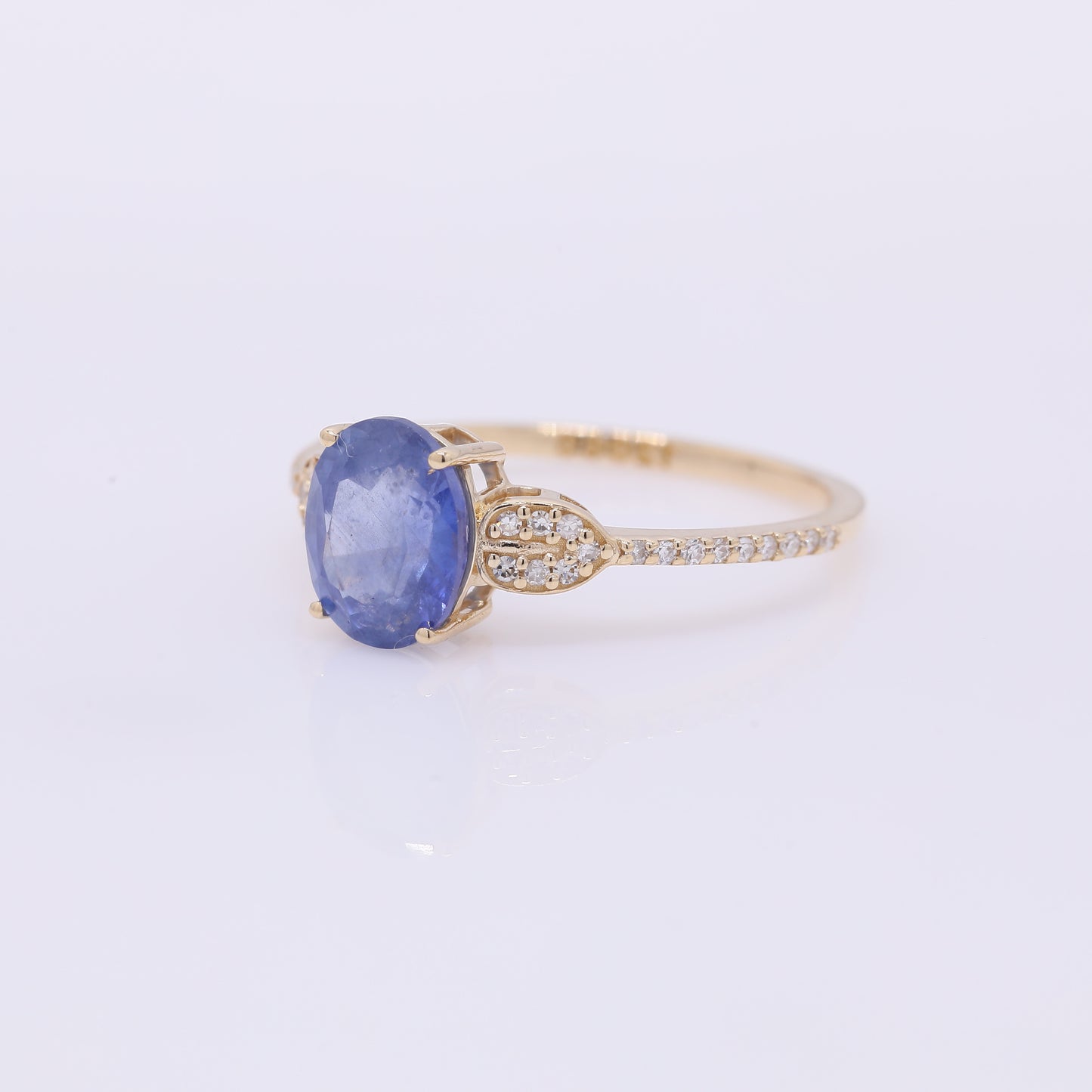 2.06 Ct Oval Mixed Cut Natural Sapphire 14K Gold Ring