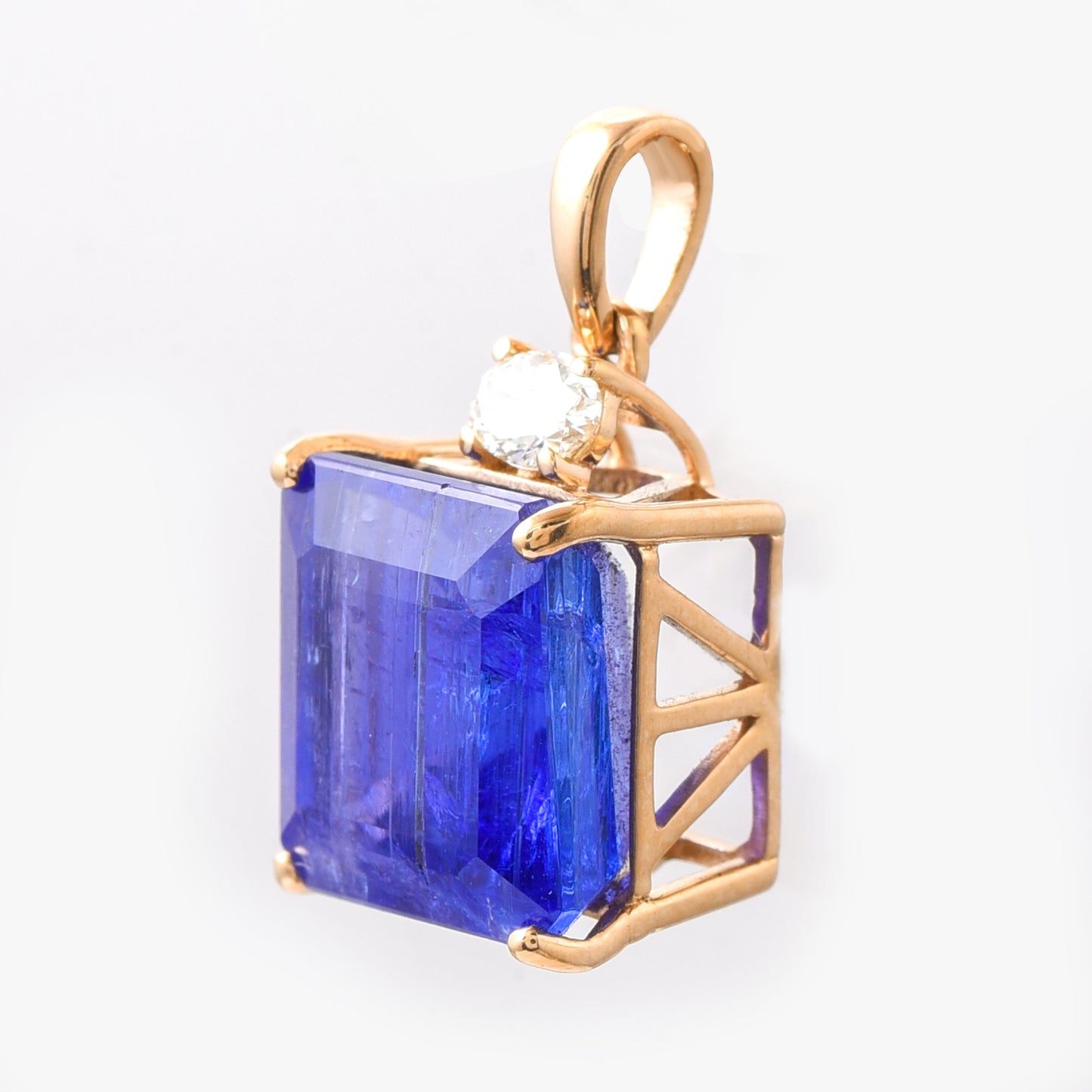 6.19 Ct Octagon Step Cut Natural Tanzanite 14K Gold Pendant