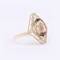 2.93 Ct Oval Mixed Cut Natural Plagioclase Feldspar Sunstone 14K Gold Ring