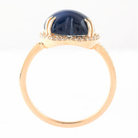 6.55 Ct Heart Cabochon Natural Sapphire 14K Gold Ring