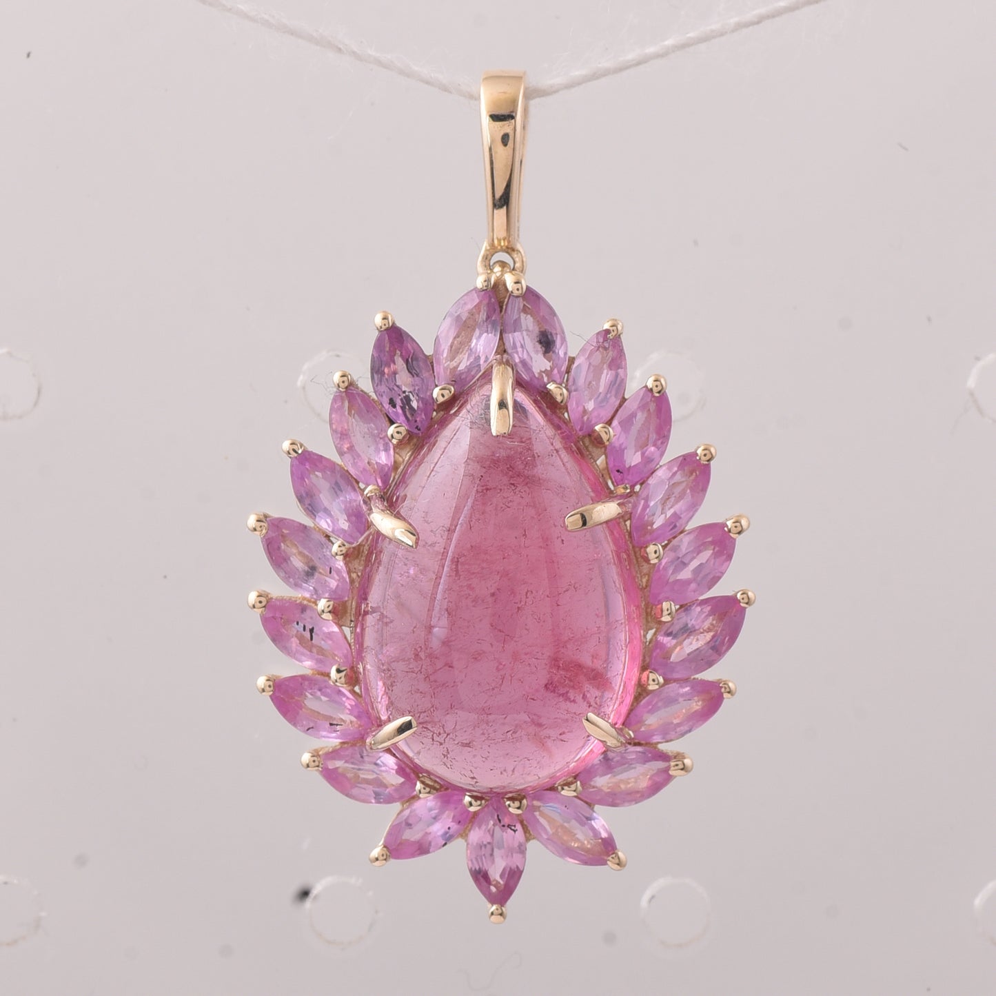 8.32 Ct Pear Tourmaline 9K Gold Pendant