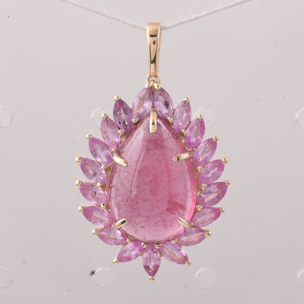 8.32 Ct Pear Tourmaline 9K Gold Pendant