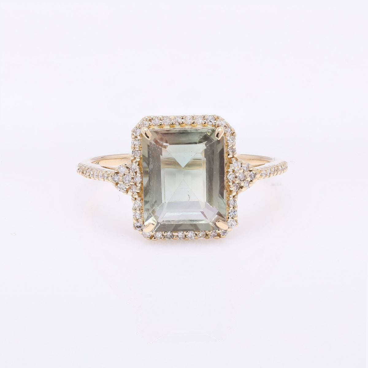 2.84 Ct Emerald Cut Natural Plagioclase Feldspar Sunstone 14K Gold Ring