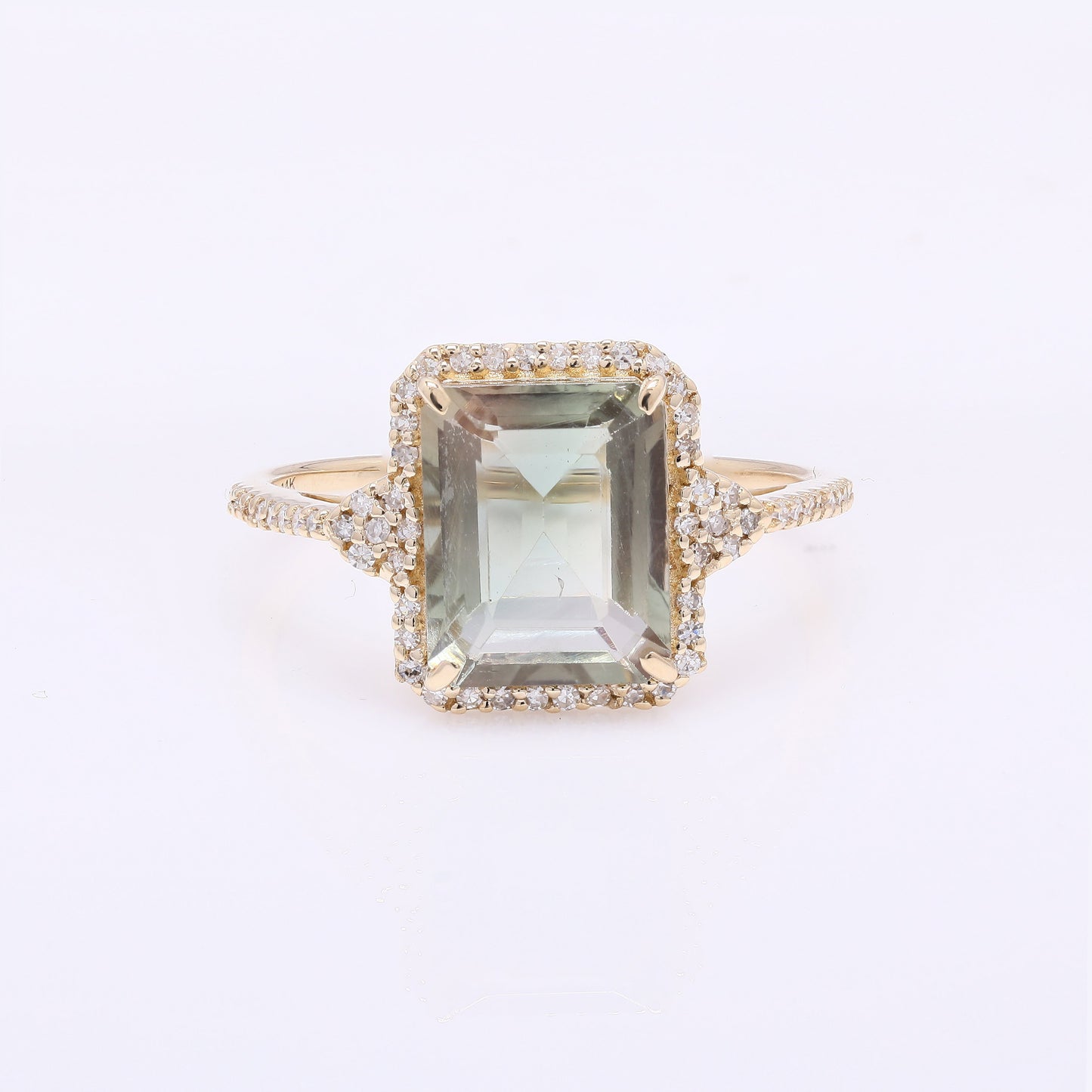 2.84 Ct Emerald Cut Natural Plagioclase Feldspar Sunstone 14K Gold Ring