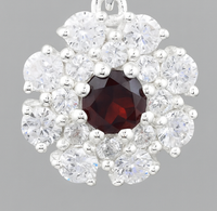 1.97 Ct Round Garnet, Cubic Zirconia 925 Sterling Silver Pendant