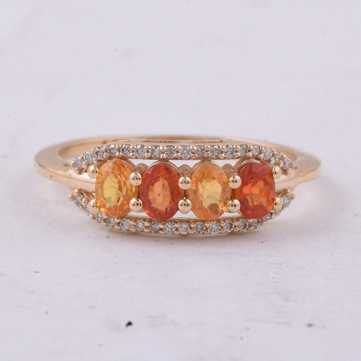1.15 Ct Oval Natural Multi-Coloured Sapphire 14K Gold Ring